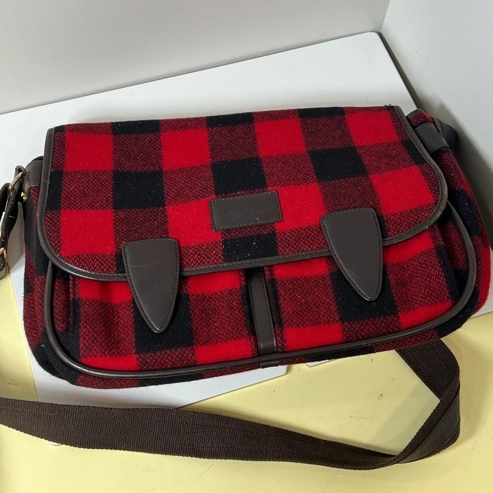 Brooks Brothers x Woolrich Made in USA Tartan Plaid Wool Messenger Bag Flagship